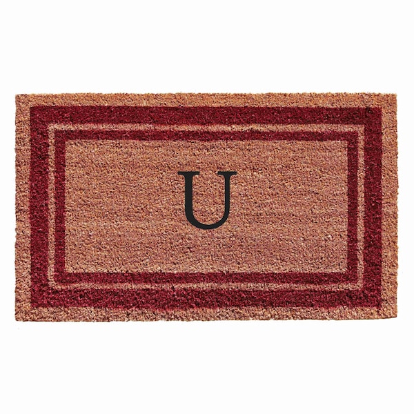 Calloway Mills Monogram Door Mat, Natural, Burgundy, 18 in W x 30 in L 152991830U - main